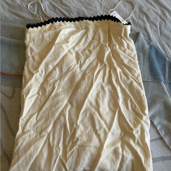 NWT (L, XL) MANGO LINEN DRESS WITH CONTRASTING DETAILS - Picture 2 of 5